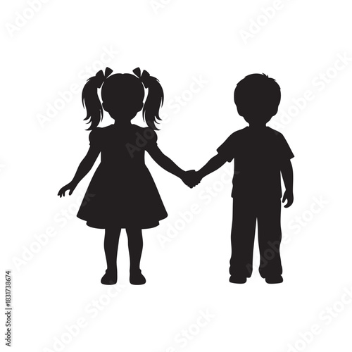 Creative children silhouette vector art illustration