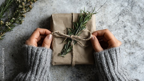 Gift Wrapping with Natural Elements Background