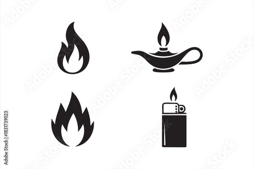 Fire Symbol Line Art for Safety Graphics, Warning Layouts, and Heat Concepts