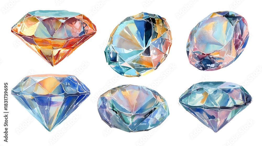 Fototapeta premium Colorful gemstones with transparent background