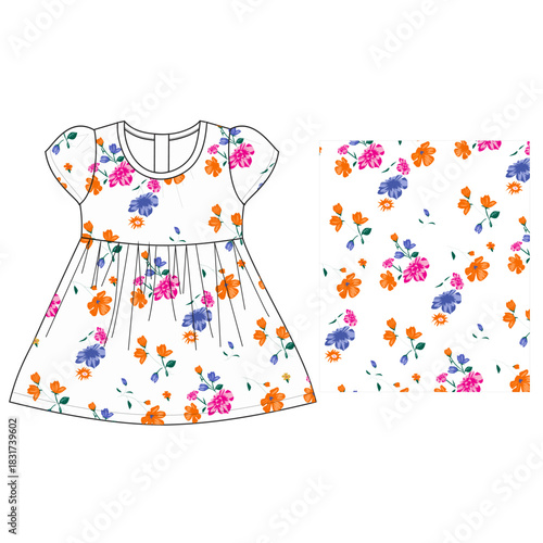 girls printed frocks flower all over print  