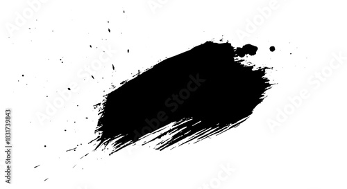 Black grunge brush stroke smear. Vector ink brushstroke sporty background. Abstract bold movement bg. Dry paint texture frame. Chinese, Japanese, Korean calligraphy. Isolated grungy blot illustration