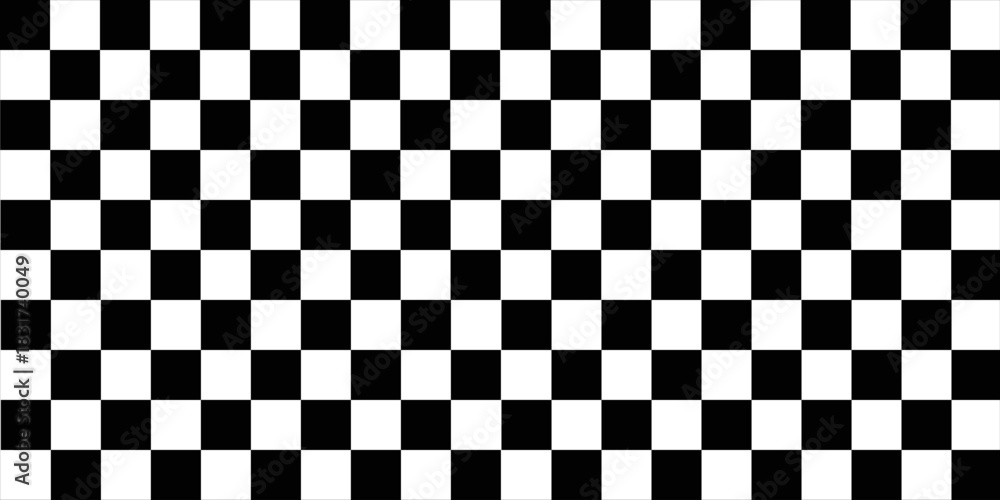 Fototapeta premium Black and White Checkerboard Pattern Background | Seamless Chessboard Grid Texture for Game, Race Flag and Floor Tile Design.