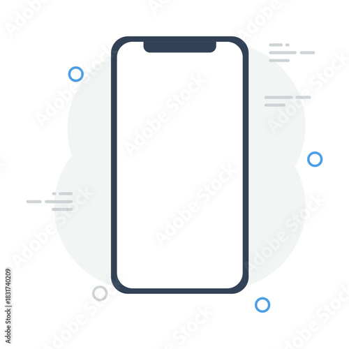 Minimalist smartphone mockup illustration with a blank screen, suitable for app design, UI presentation, and digital technology concepts.