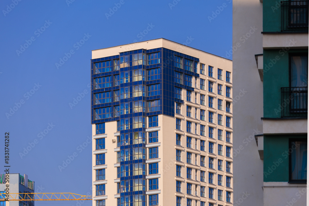 Fototapeta premium Cityscape, modern buildings on a summer day
