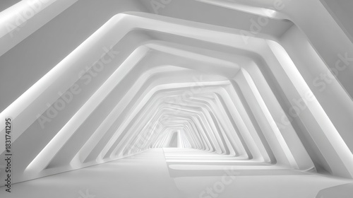 Fototapeta Naklejka Na Ścianę i Meble -  Step into a modern, abstract architectural tunnel with a bright, minimalist design that inspires innovation and forward thinking for creative projects