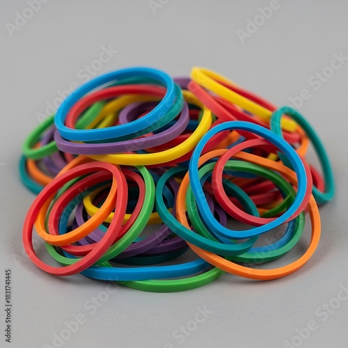 Colorful collection of elastic hair ties and rubber bands