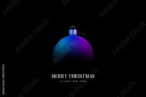 Colorful Christmas ornament with glowing effect against dark background