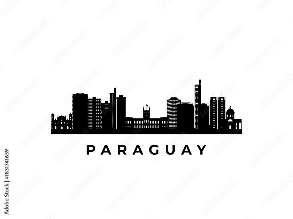 Naklejka premium Vector Paraguay skyline. Travel Paraguay famous landmarks. Business and tourism concept for presentation, banner, web site.
