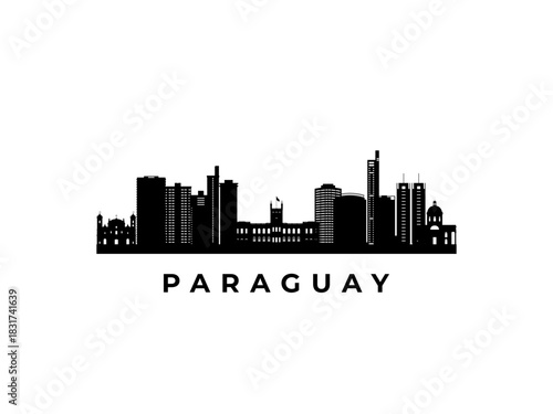 Vector Paraguay skyline. Travel Paraguay famous landmarks. Business and tourism concept for presentation, banner, web site.