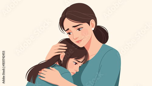 Mother Comforting Sad Daughter Offering Support And Encouragement