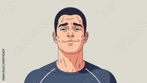 Tired Man After Workout Sweating From Intense Physical Activity