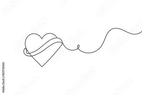 Minimalist continuous line heart with flowing abstract artistic design.