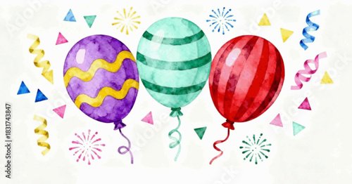 Celebration Lift Balloons Party Fun isolated watercolor vector illustration svg
