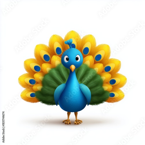 Vibrant colorful peacock displaying feathers natural habitat animal photography bright environment close-up view wildlife beauty