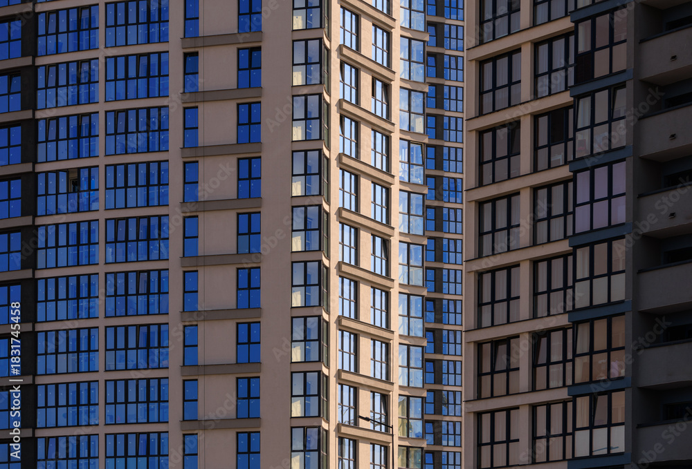 Fototapeta premium Cityscape, modern buildings on a summer day
