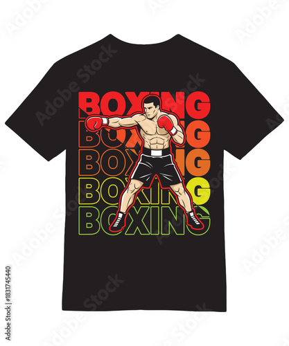Boxing retro typography with boxer punching