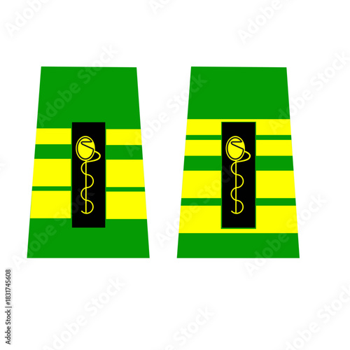 Galons de passant d'épaule du service médical de l'armée belge : officiers généraux:  général de brigade, général-major