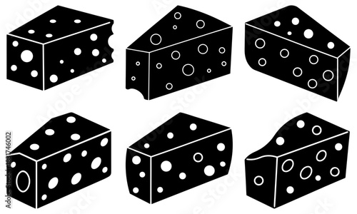 Delightful cheese icons, versatile food elements for menu design, culinary blogs, and gourmet promotions, adds a touch of cheesy fun to any project