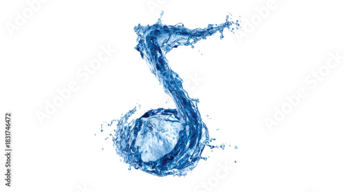 Water Splash Forming a Musical Note on white background 