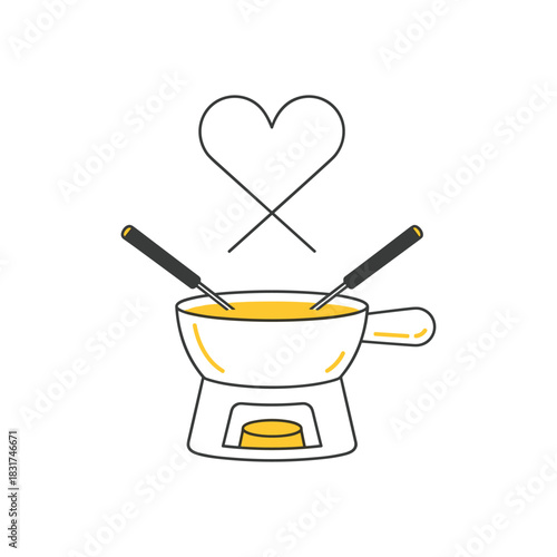 Cheese fondue happy new year 2026 heart celebration vector graphic