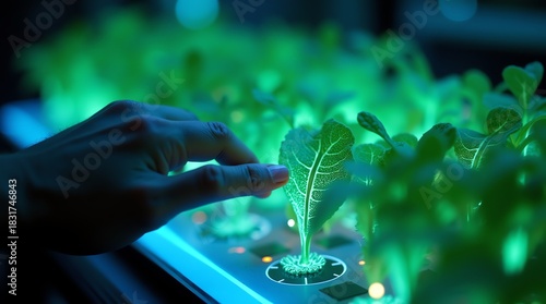 Hydroponic lettuce growth with digital interface