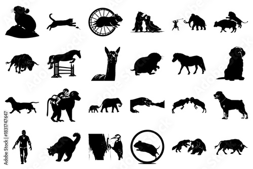 Collection of Animal Silhouettes in Various Poses mouse
