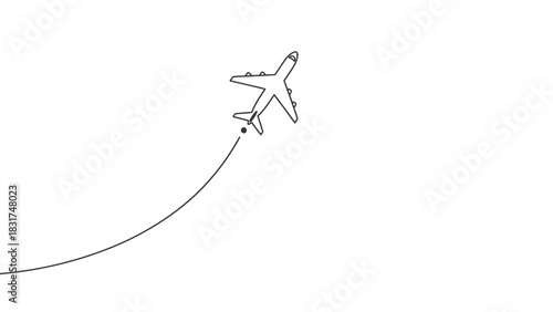 Airplane taking off, minimal vector illustration for travel and tourism theme