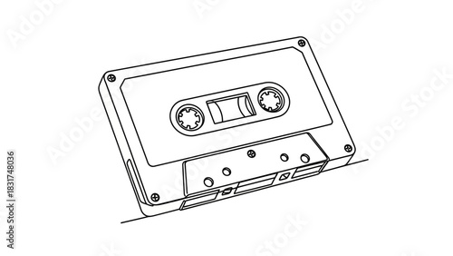 Simple line drawing of a cassette tape, reminiscent of classic analog audio