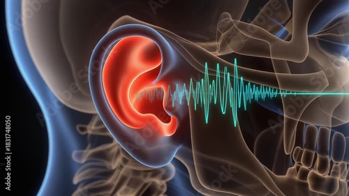 Rendering of ear canal with sound wave