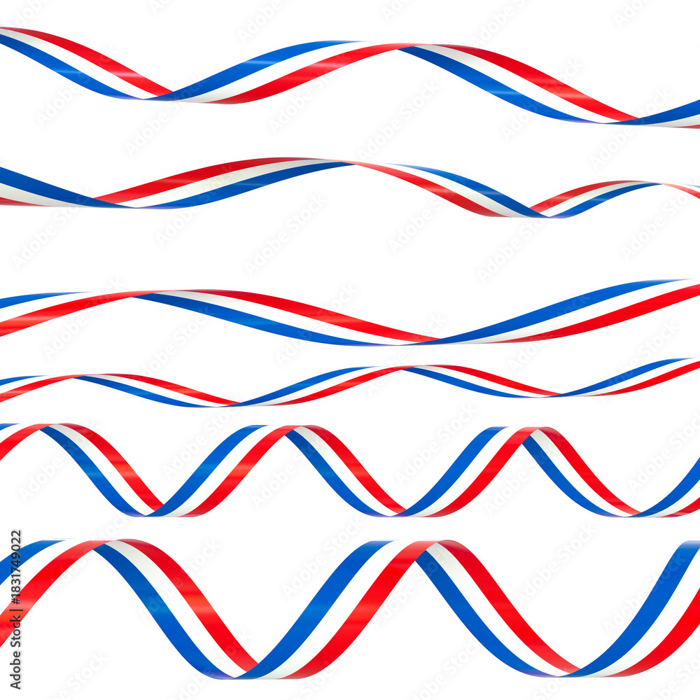 Fototapeta premium Red white blue 3d ribbons celebrating patriotism