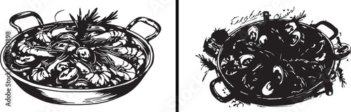 Cooking pan illustration, kitchen cooking vector, food preparation art, chef cookware design, hand drawn pan artwork, delicious food drawing, culinary cooking clipart, restaurant kitchen utensil, fryi