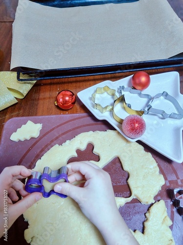 Christmas Cookies. Cookie Preparation, cutting