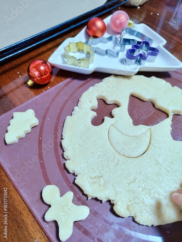 Christmas Cookies. Cookie Preparation, cutting