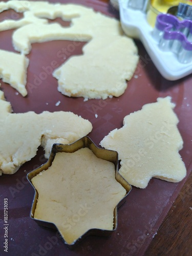 Christmas Cookies. Cookie Preparation, cutting