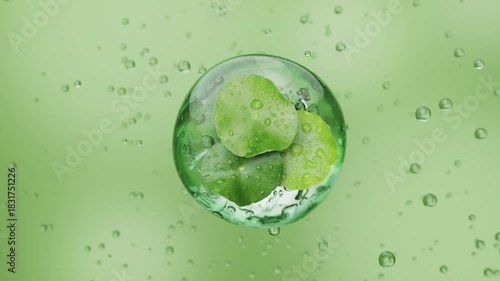Green Cica Centella Asiatica Leaf for Soothing and Acne Care, 3D Animation