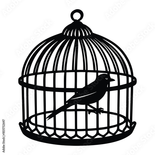 Bird in Cage Silhouette