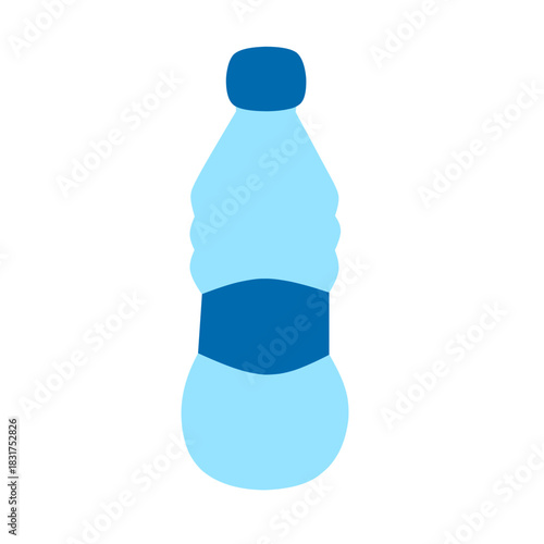 Illustration of a mineral water bottle. Plain water. Flat design of a drinking water bottle. Illustration of a plastic bottle