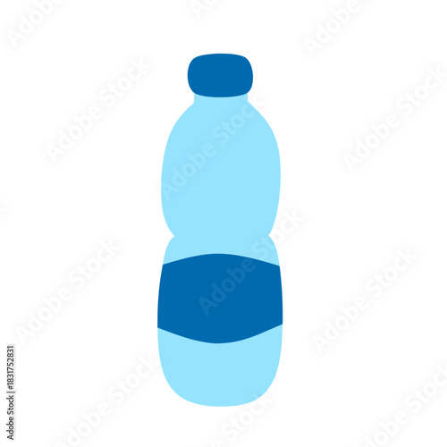 Illustration of a mineral water bottle. Plain water. Flat design of a drinking water bottle. Illustration of a plastic bottle