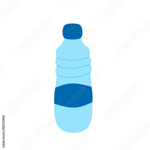 Illustration of a mineral water bottle. Plain water. Flat design of a drinking water bottle. Illustration of a plastic bottle