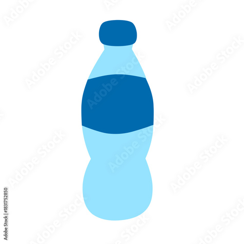 Illustration of a mineral water bottle. Plain water. Flat design of a drinking water bottle. Illustration of a plastic bottle