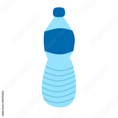Illustration of a mineral water bottle. Plain water. Flat design of a drinking water bottle. Illustration of a plastic bottle