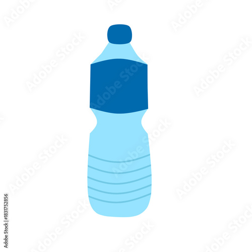 Illustration of a mineral water bottle. Plain water. Flat design of a drinking water bottle. Illustration of a plastic bottle