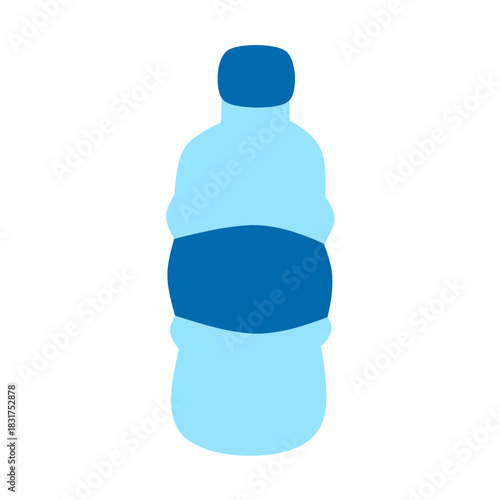Illustration of a mineral water bottle. Plain water. Flat design of a drinking water bottle. Illustration of a plastic bottle