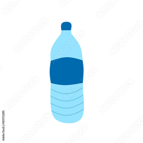 Illustration of a mineral water bottle. Plain water. Flat design of a drinking water bottle. Illustration of a plastic bottle