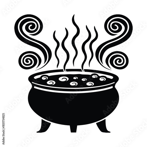Witch Cauldron Vector Icon, Halloween Potion