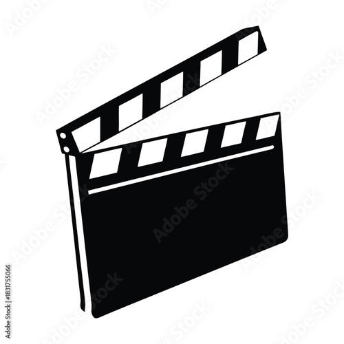 Simple Black Clapperboard Icon Vector Illustration