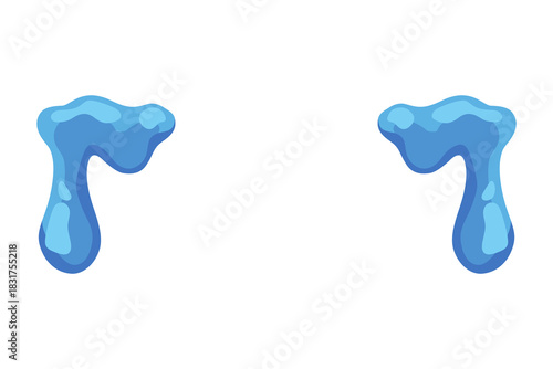 Cartoon tear drops icon. Sorrow cry streams, tear blob. Crying fluid, falling blue water drops. Isolated vector for sorrowful character weeping expression. Wet grief droplets