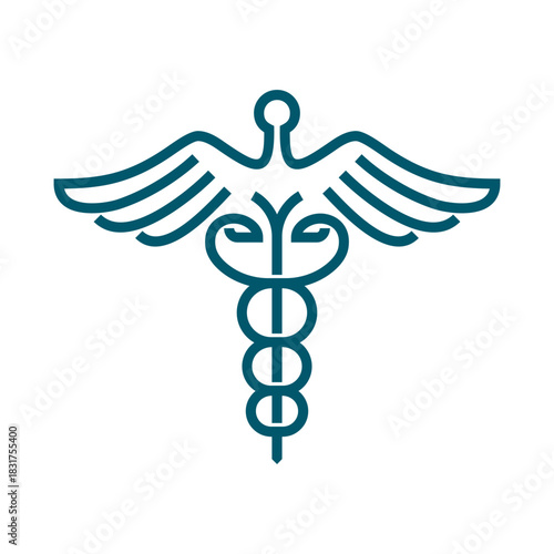 Elegant Caduceus emblem in bold line