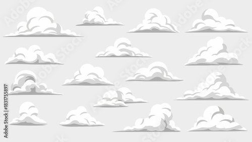 Vector Collection of Fluffy Clouds for Sky or Weather Graphics